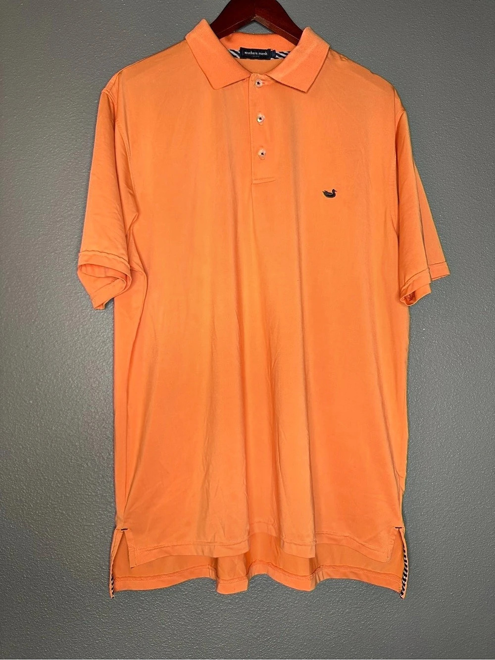 Southern Marsh Performance Polo Mens L Orange Stretch Golf Duck Logo